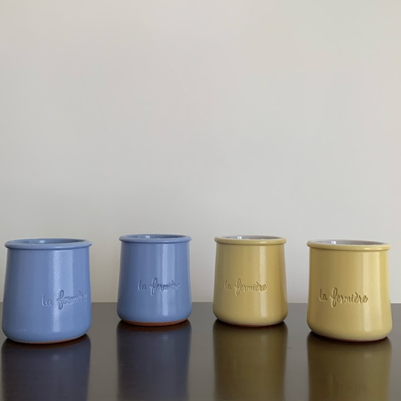 La Fermiere Other - La Fermiere Glazed Terra Cotta Mini pots- 2 Lavender 2 Yellow